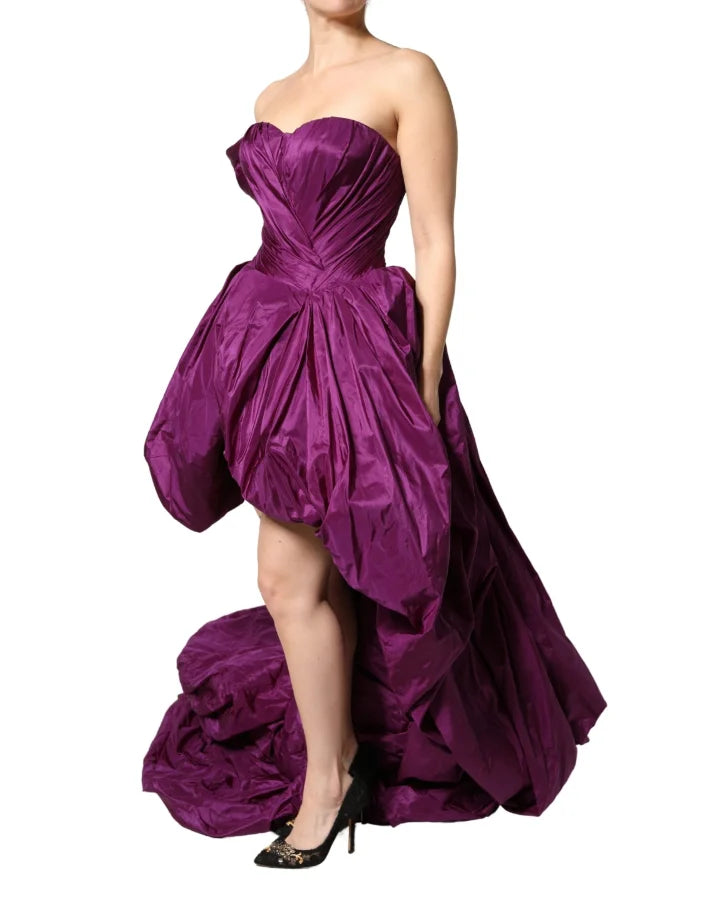 Dolce &amp; Gabbana Purple Strapless A-line Asymmetric Dress