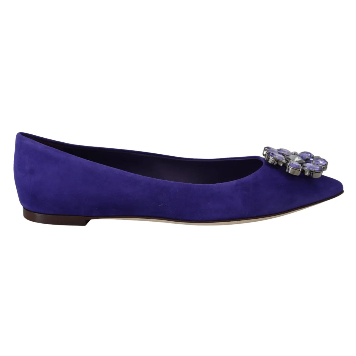 Dolce & Gabbana Purple Suede Crystals Loafers Flats Shoes