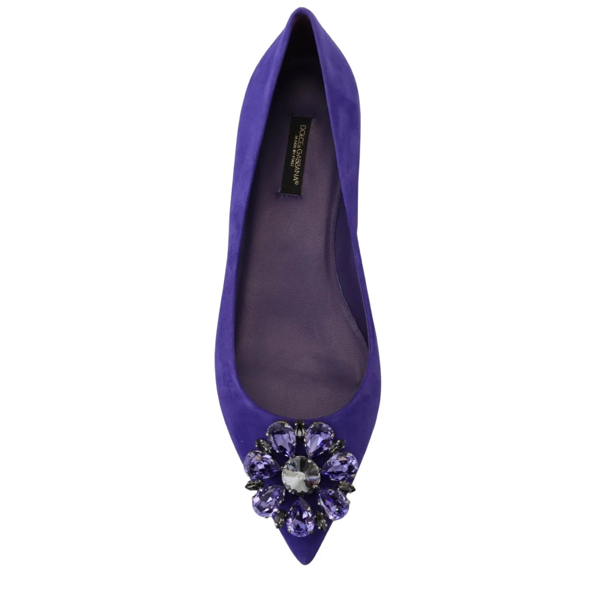 Dolce & Gabbana Purple Suede Crystals Loafers Flats Shoes