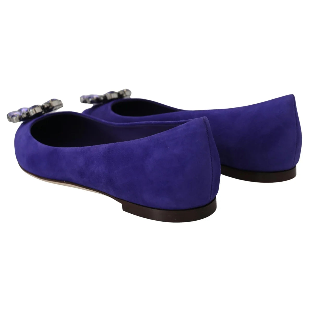 Dolce & Gabbana Purple Suede Crystals Loafers Flats Shoes