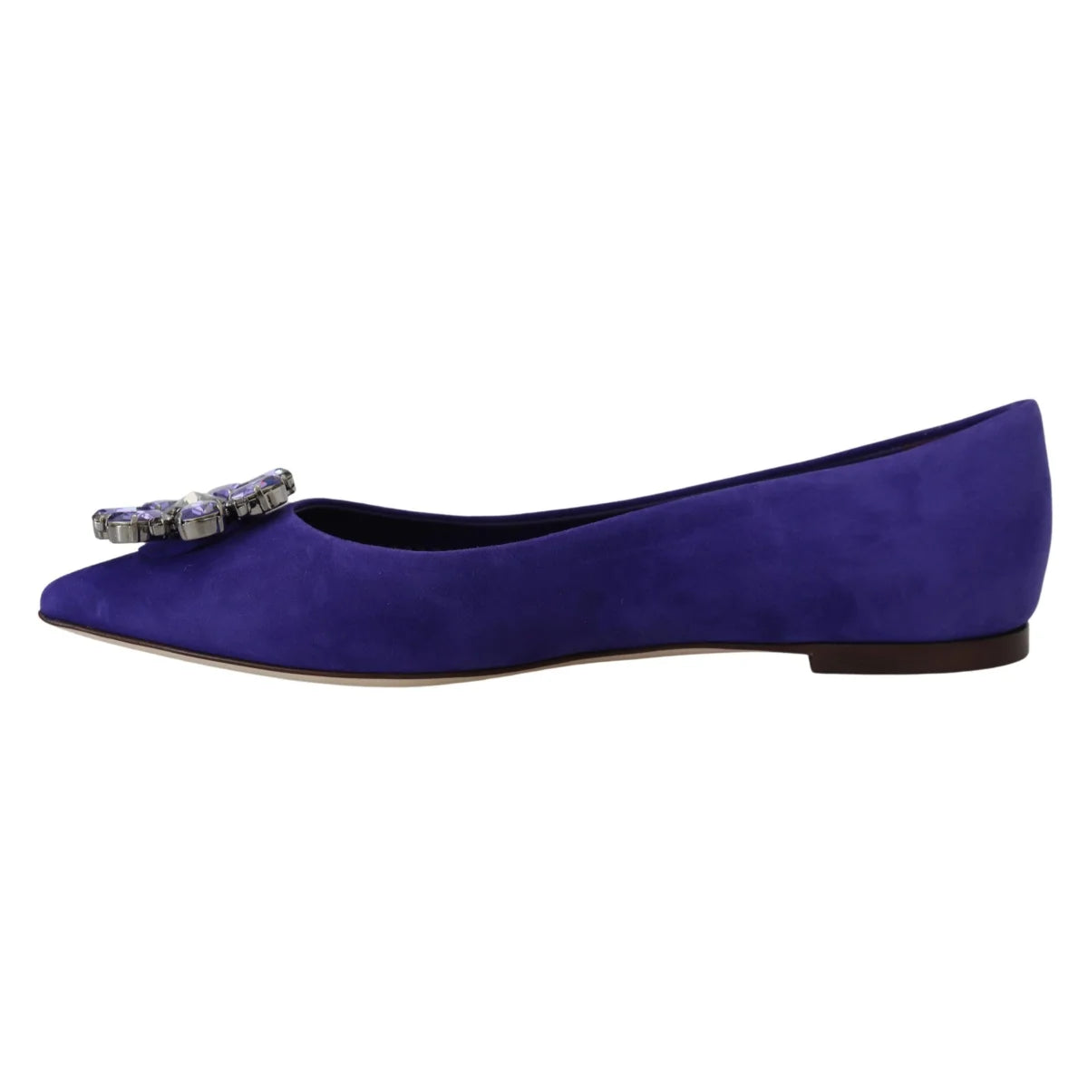 Dolce & Gabbana Purple Suede Crystals Loafers Flats Shoes