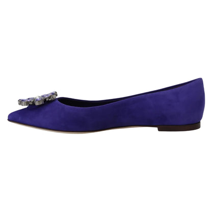 Dolce & Gabbana Purple Suede Crystals Loafers Flats Shoes