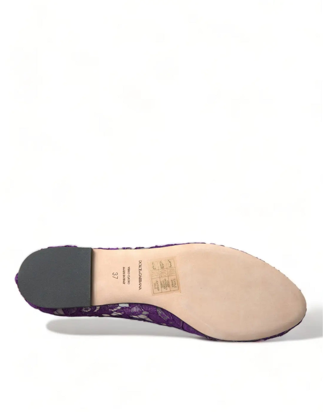 Dolce &amp; Gabbana Purple Vally Taormina Lace Crystals Flats Shoes