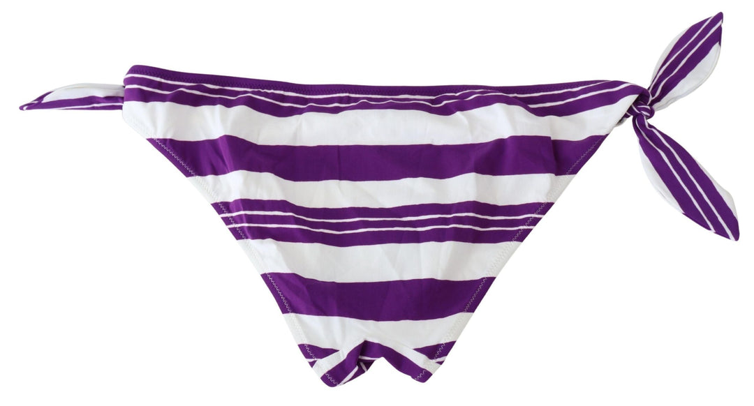Dolce &amp; Gabbana Purple White Stripes Beachwear Bikini Bottom - Women’s