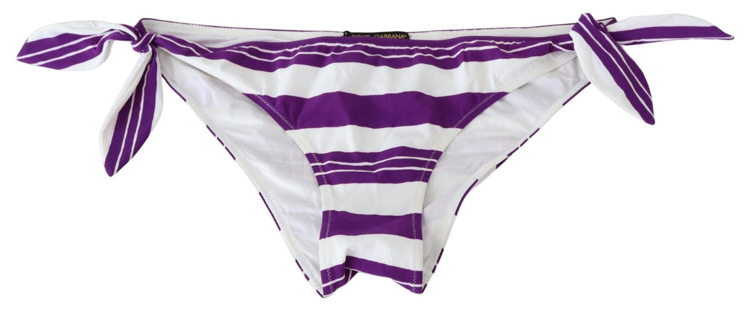 Dolce &amp; Gabbana Purple White Stripes Beachwear Bikini Bottom - Women’s
