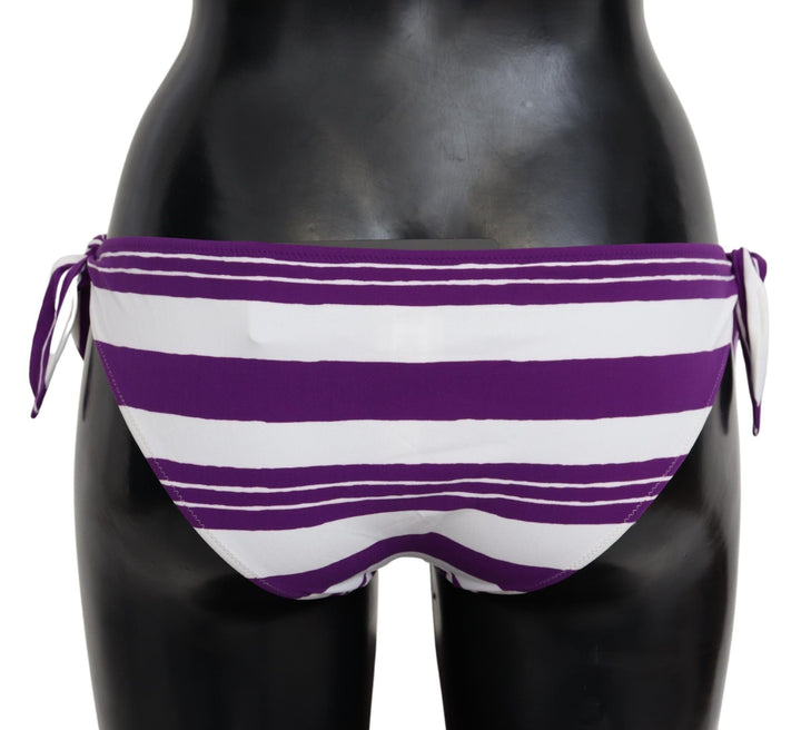 Dolce &amp; Gabbana Purple White Stripes Beachwear Bikini Bottom - Women’s