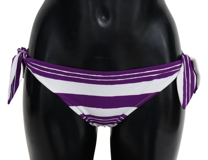 Dolce &amp; Gabbana Purple White Stripes Beachwear Bikini Bottom - Women’s