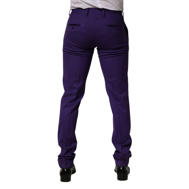 Dolce &amp; Gabbana Purple Wool Skinny Dress Men Trouser Pants