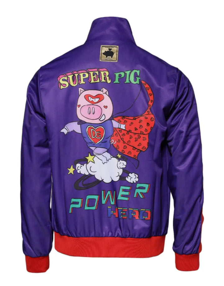 Dolce &amp; Gabbana Purple Year Of The Pig Full Zip Bomber Sweater