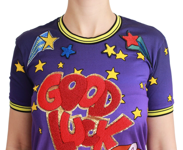 Dolce &amp; Gabbana - Purple YEAR OF THE PIG Top Cotton T-shirt