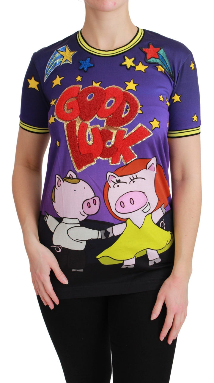 Dolce &amp; Gabbana - Purple YEAR OF THE PIG Top Cotton T-shirt