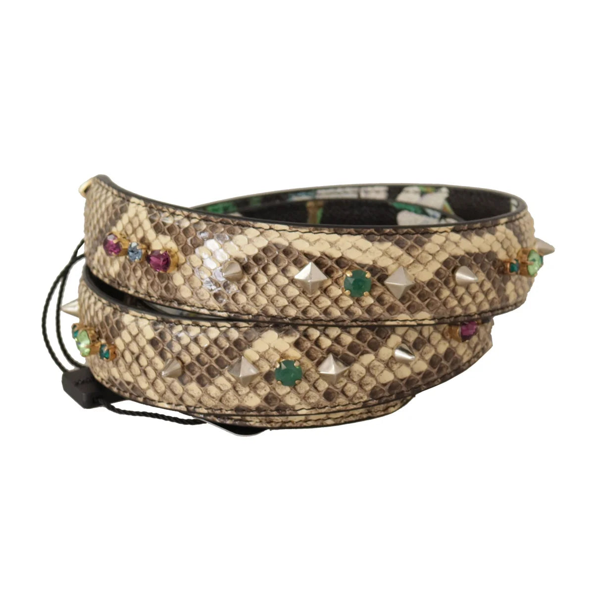 Dolce Gabbana Python Leather Shoulder Strap in Beige &