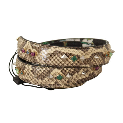 Dolce Gabbana Python Leather Shoulder Strap in Beige &