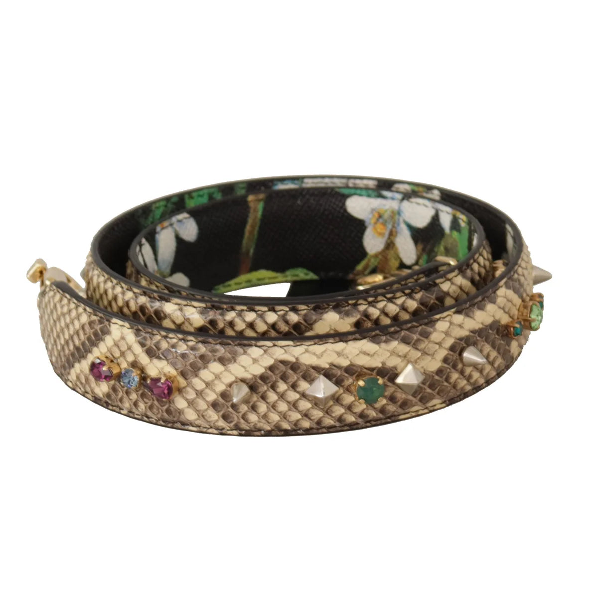 Dolce Gabbana Python Leather Shoulder Strap in Beige &