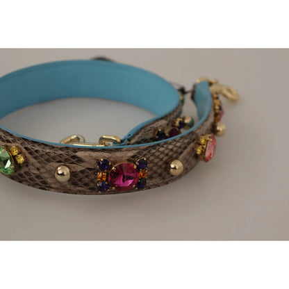 Dolce Gabbana Python Leather Shoulder Strap in Rich Brown &