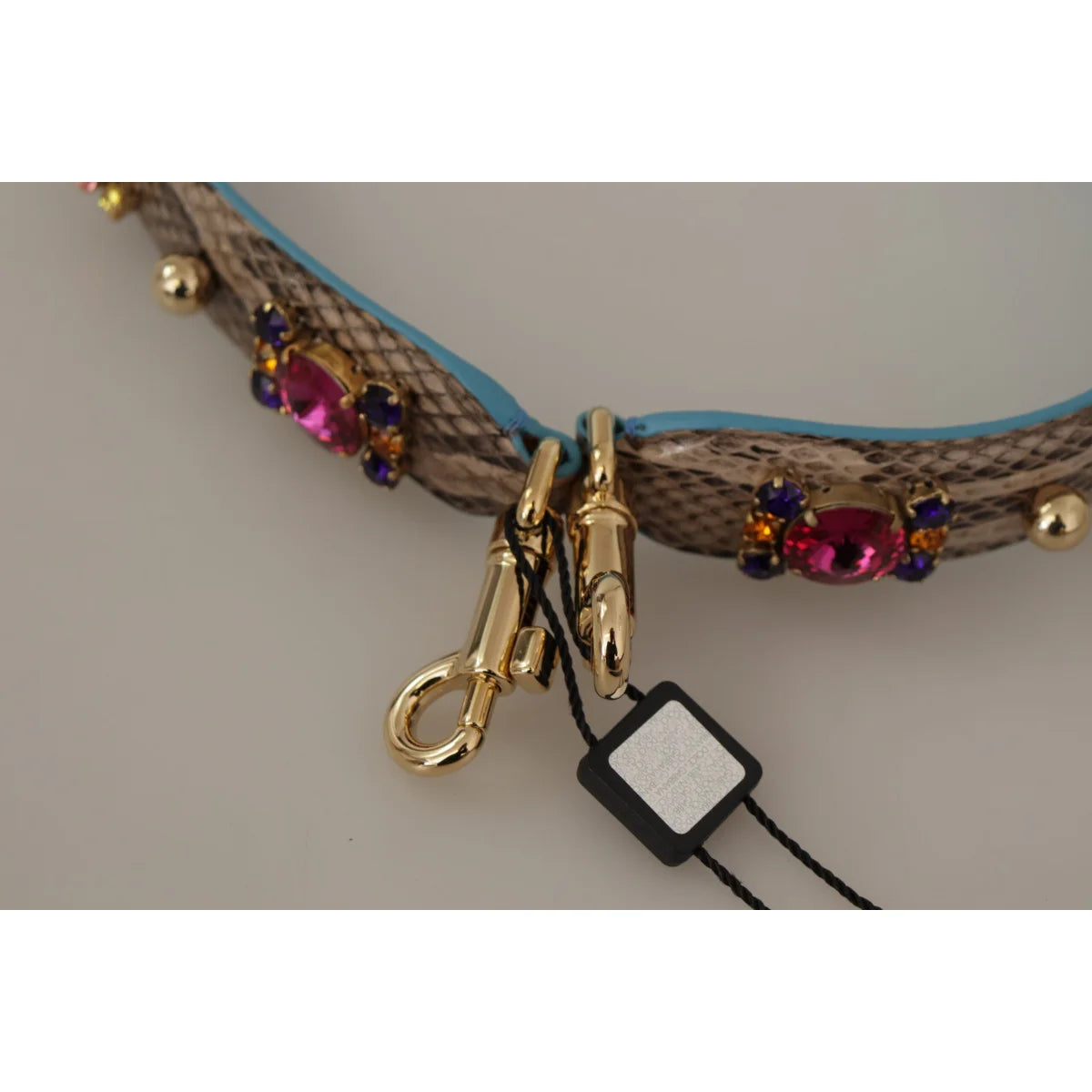 Dolce Gabbana Python Leather Shoulder Strap in Rich Brown &