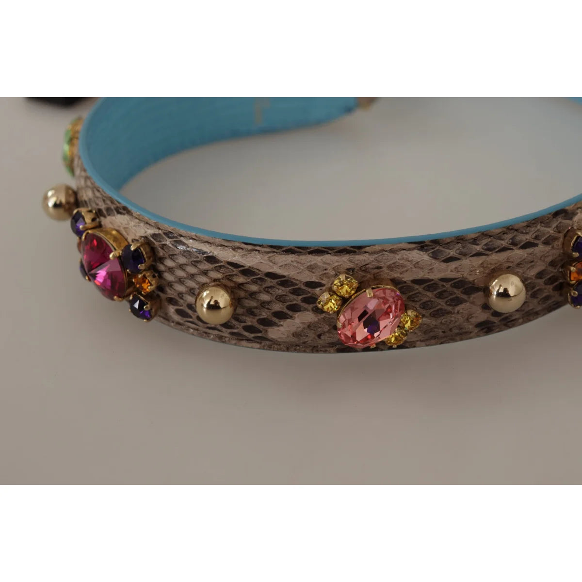 Dolce Gabbana Python Leather Shoulder Strap in Rich Brown &