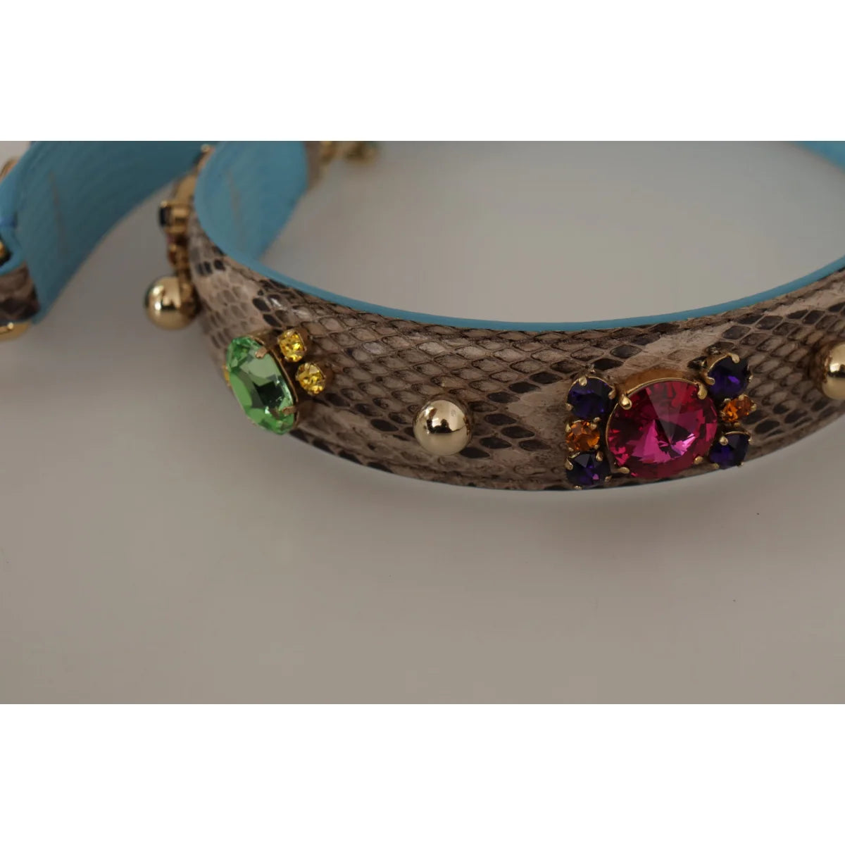 Dolce Gabbana Python Leather Shoulder Strap in Rich Brown &