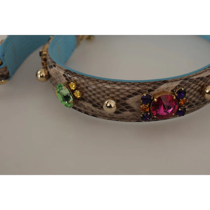 Dolce Gabbana Python Leather Shoulder Strap in Rich Brown &