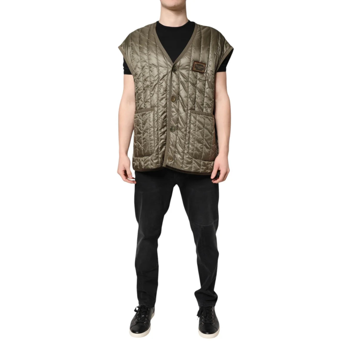 Dolce Gabbana Quilted Vest Jacket Luxury Nylon Outerwear &