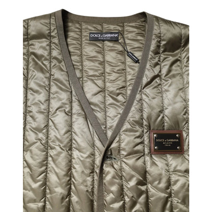 Dolce Gabbana Quilted Vest Jacket Luxury Nylon Outerwear &
