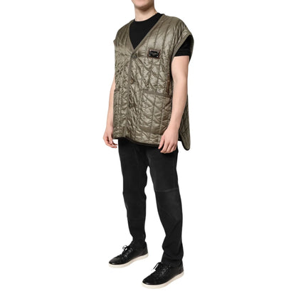 Dolce Gabbana Quilted Vest Jacket Luxury Nylon Outerwear &
