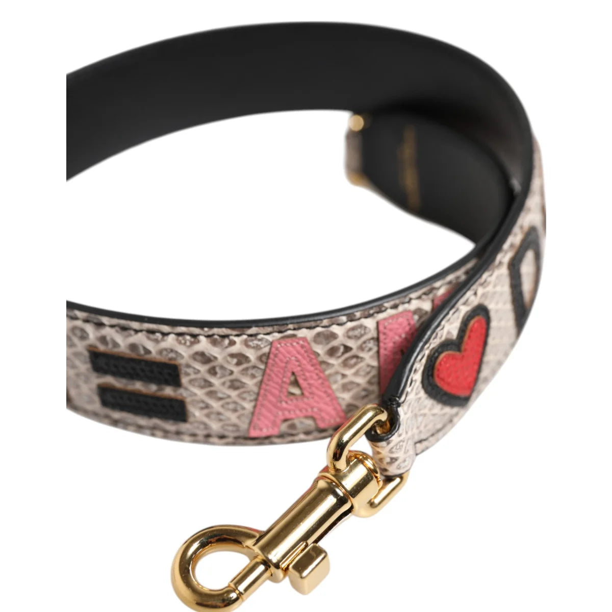 Dolce Gabbana Rainbow Leather Shoulder Strap with Gold-Tone Lobster Clasps &