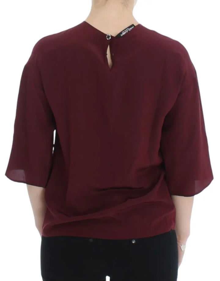 Dolce &amp; Gabbana Red 3/4 sleeve silk blouse