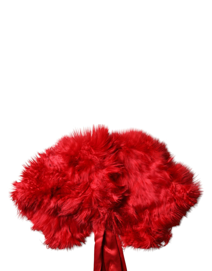 Dolce &amp; Gabbana Red Alpaca Fur Women Neck Warmer Winter Scarf
