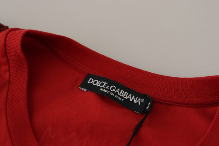 Dolce &amp; Gabbana T-Shirts - Red Amor Vincit Omnia Crewneck T-shirt