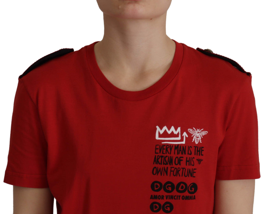 Dolce &amp; Gabbana T-Shirts - Red Amor Vincit Omnia Crewneck T-shirt