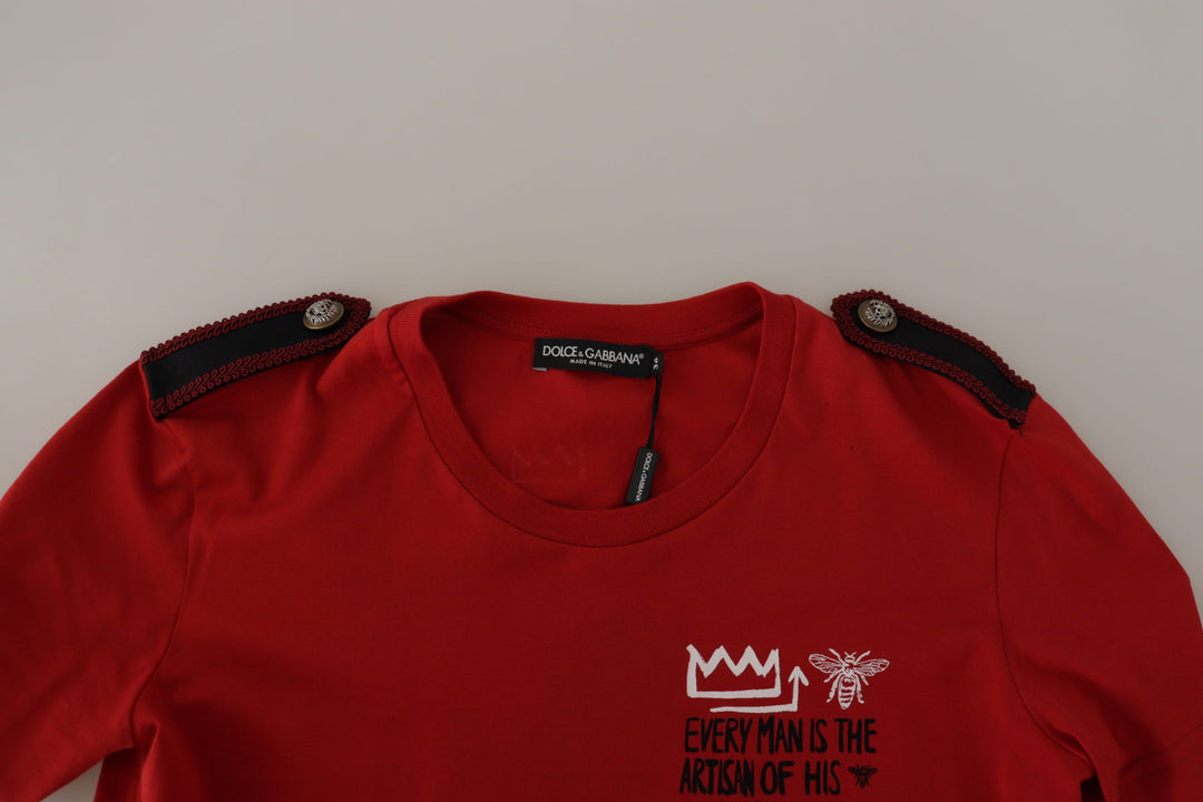 Dolce &amp; Gabbana T-Shirts - Red Amor Vincit Omnia Crewneck T-shirt