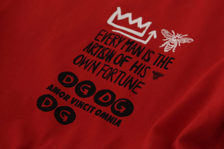 Dolce &amp; Gabbana T-Shirts - Red Amor Vincit Omnia Crewneck T-shirt