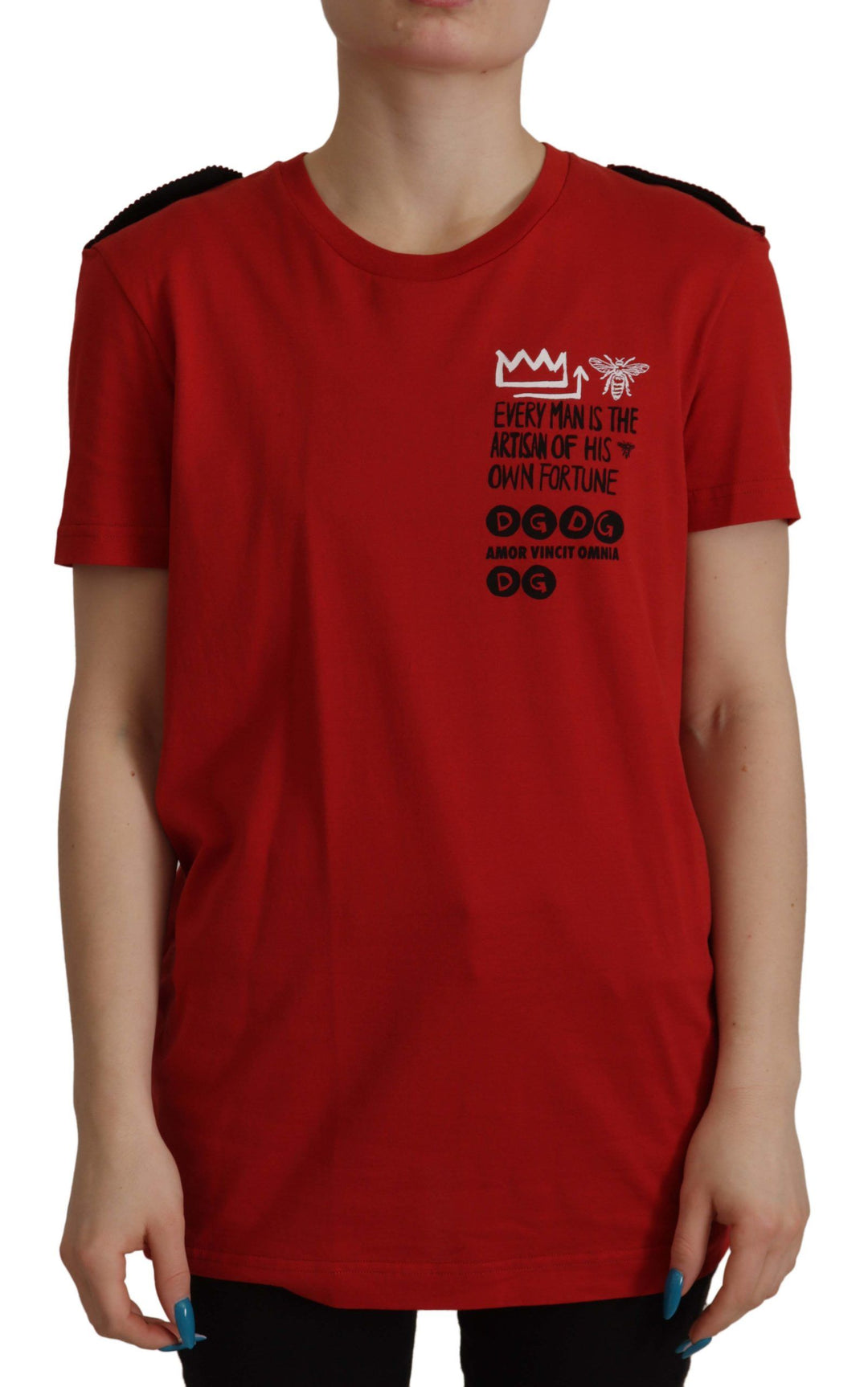 Dolce &amp; Gabbana T-Shirts - Red Amor Vincit Omnia Crewneck T-shirt