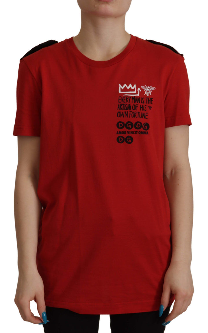 Dolce &amp; Gabbana T-Shirts - Red Amor Vincit Omnia Crewneck T-shirt