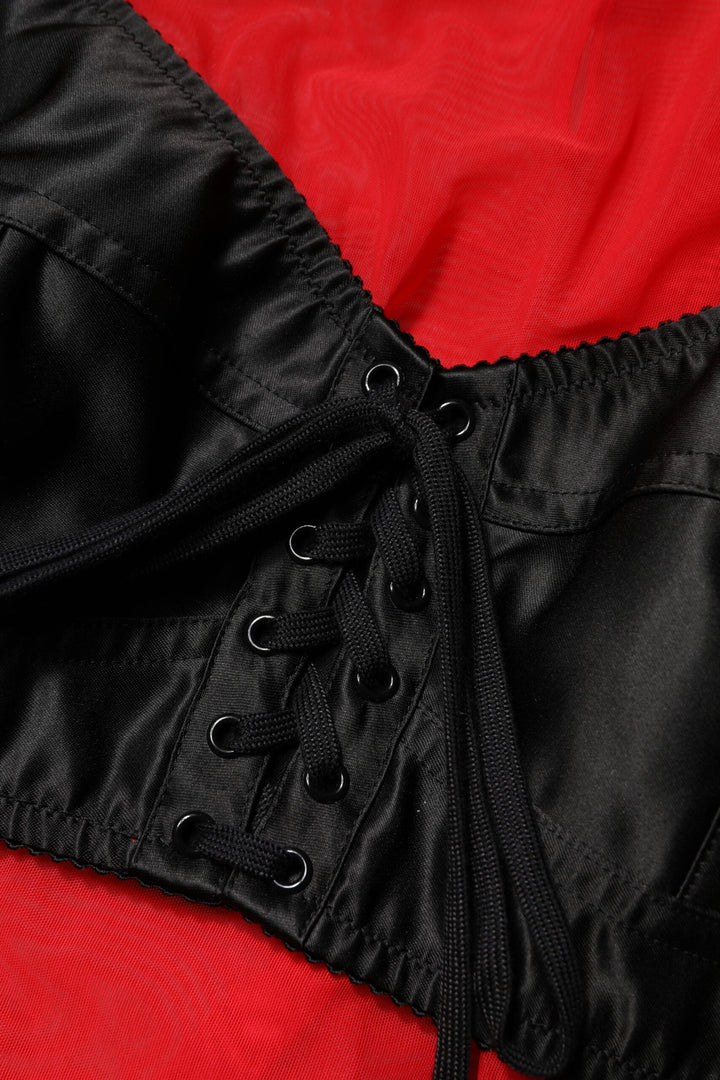 Dolce &amp; Gabbana Blouses - Women’s Red Black Bustier Detailing Long Sleeves Top