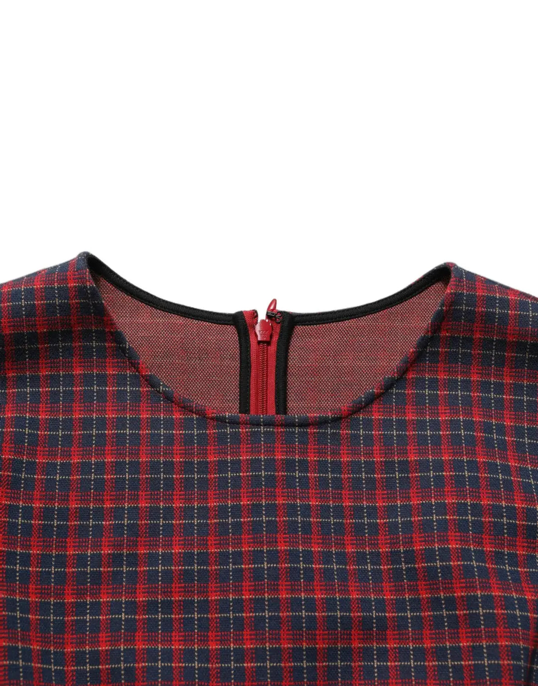 Dolce &amp; Gabbana Red Black Checkered Shortsleeve Sheath Dress
