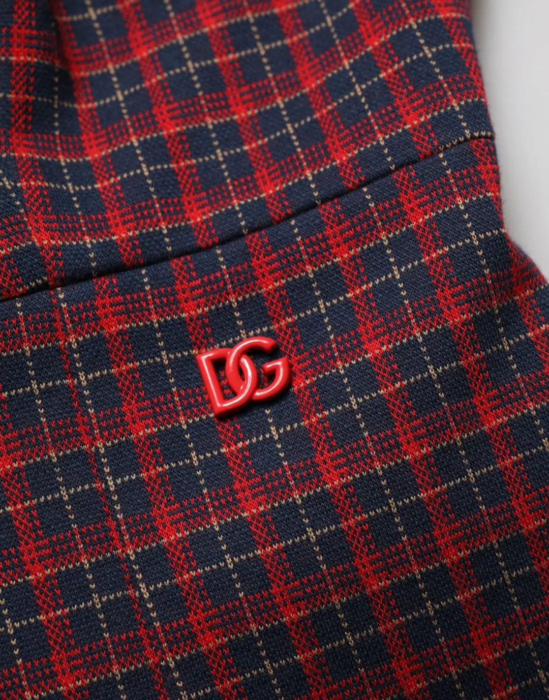 Dolce &amp; Gabbana Red Black Checkered Shortsleeve Sheath Dress