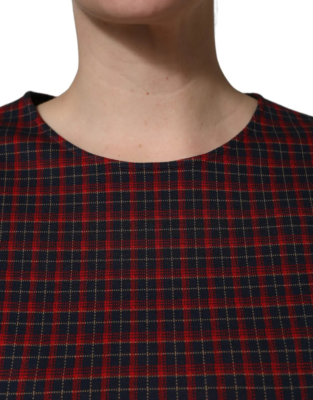 Dolce &amp; Gabbana Red Black Checkered ShortSleeve Sheath Dress