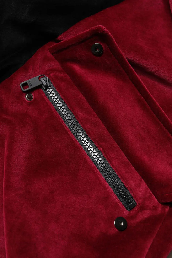 Dolce &amp; Gabbana Red Black Cotton Logo FullZip Bomber Jacket