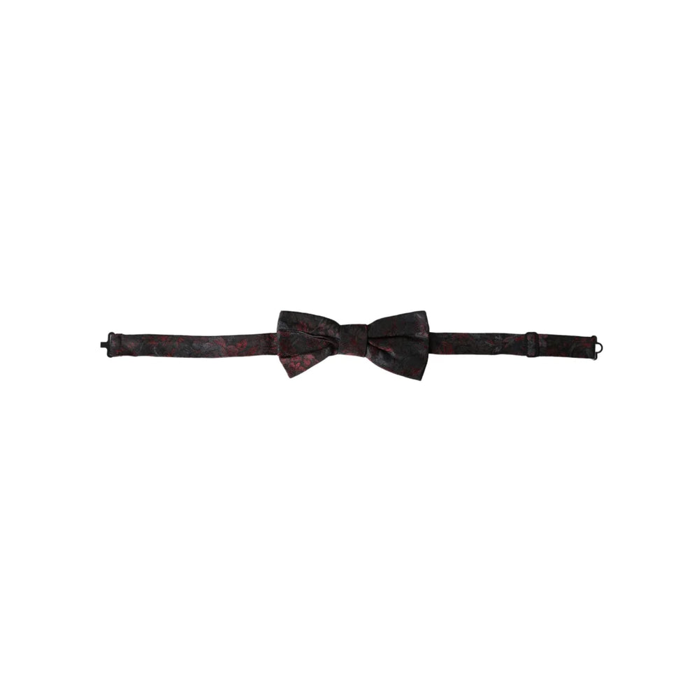 Dolce & Gabbana Red Black Floral Adjustable Neck Men Bow Tie