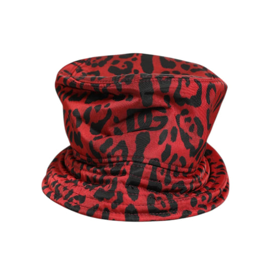Dolce & Gabbana Red and Black Leopard Print Bucket Hat for Men