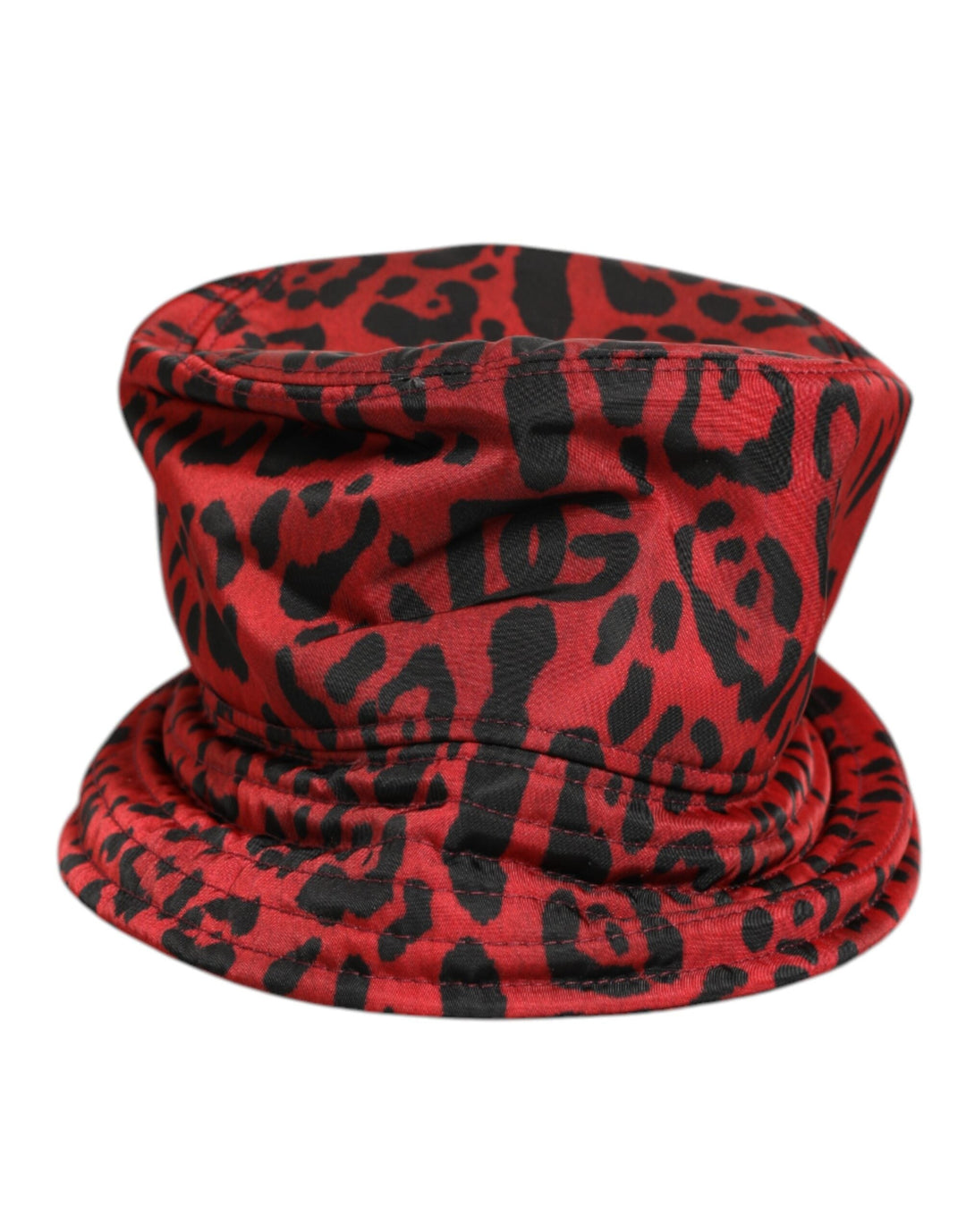 Dolce &amp; Gabbana Red Black Nylon Leopard Print Bucket Men Cap Hat