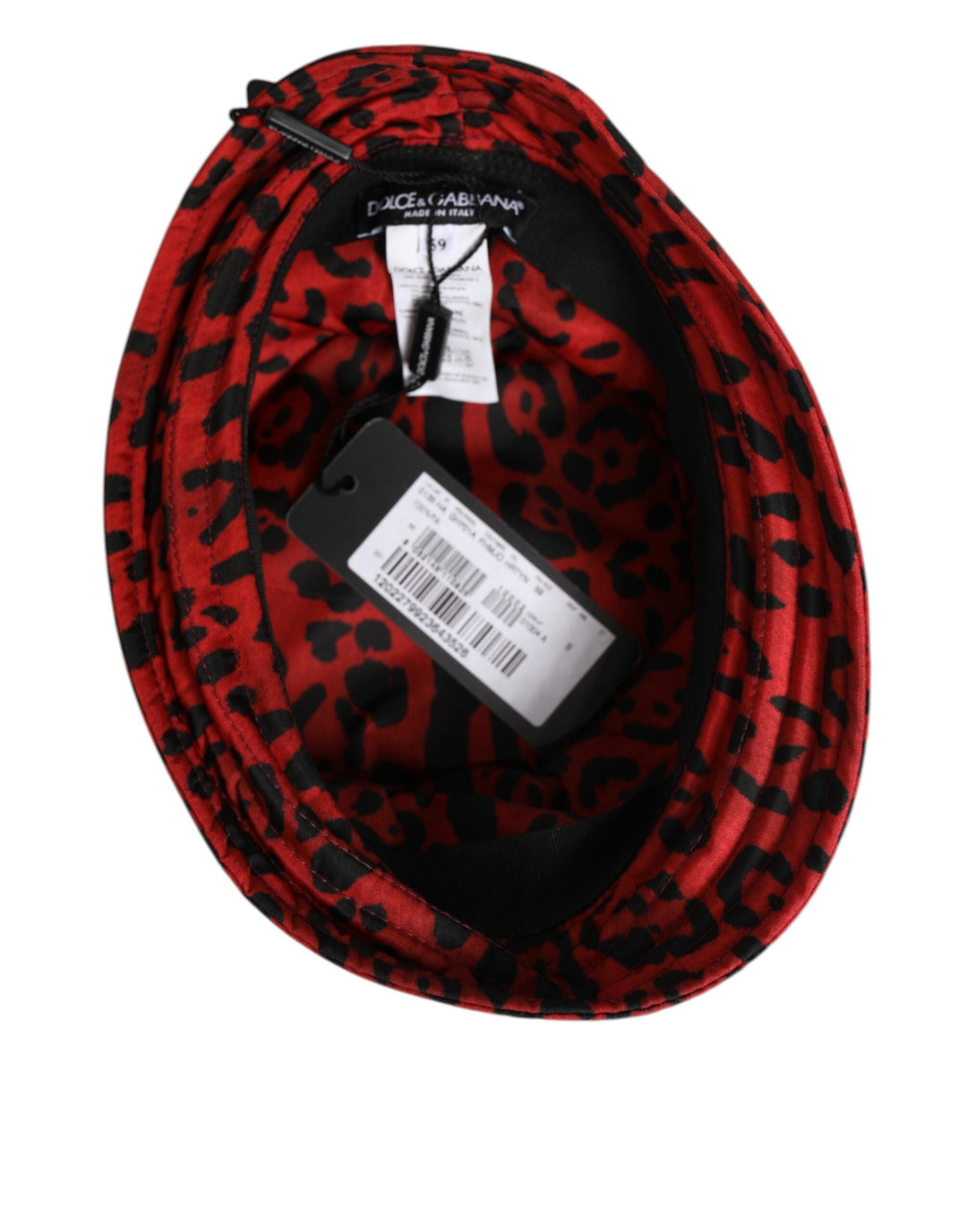 Dolce &amp; Gabbana Red Black Nylon Leopard Print Bucket Men Cap Hat