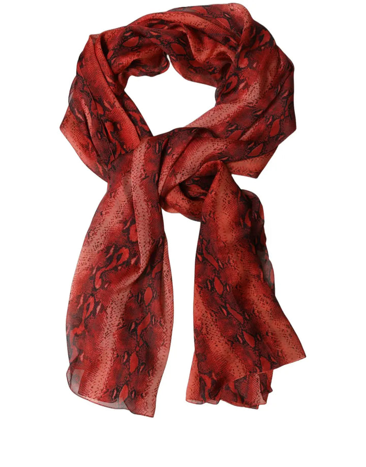 Dolce &amp; Gabbana Red Black Printed Silk Sheer Foulard Scarf