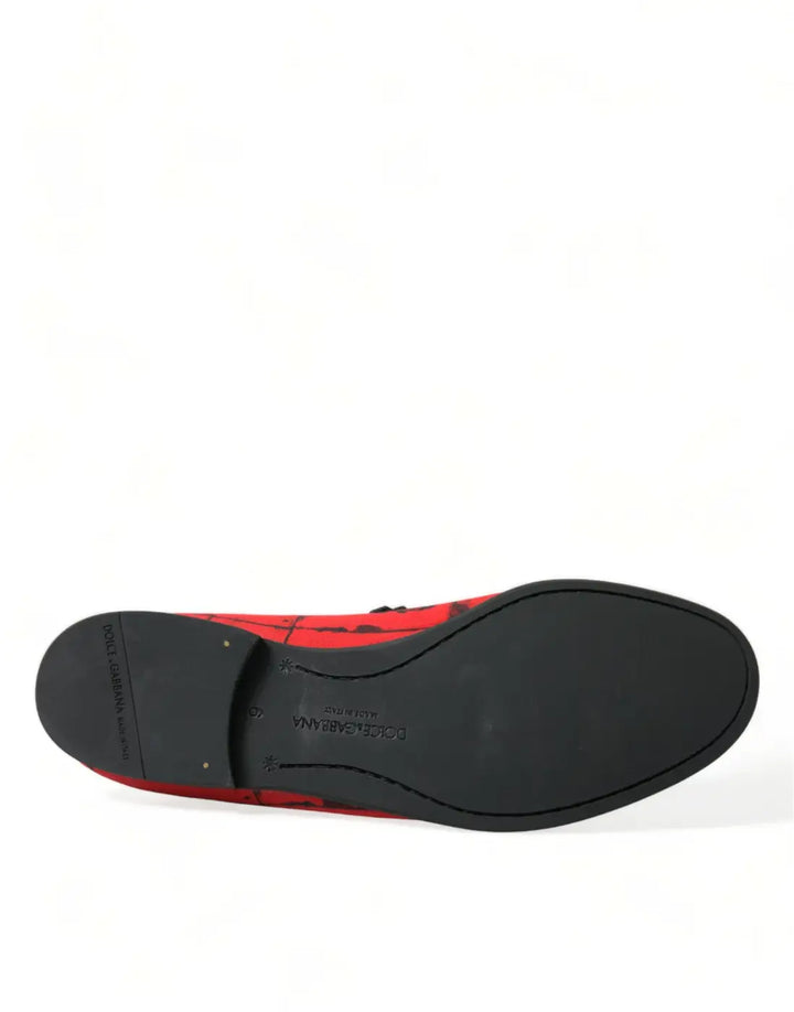 Dolce &amp; Gabbana Red Black Torero Loafers Slippers Men Shoes