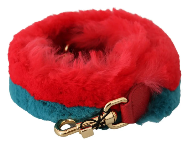 Dolce & Gabbana - Red Blue Rabbit Fur Leather Shoulder Strap