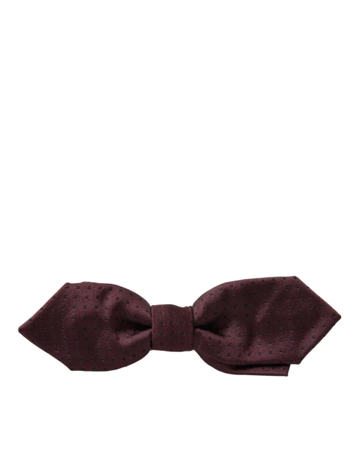 Dolce &amp; Gabbana Red Bordeaux Silk Slim Adjustable Neck Papillon Bow Tie
