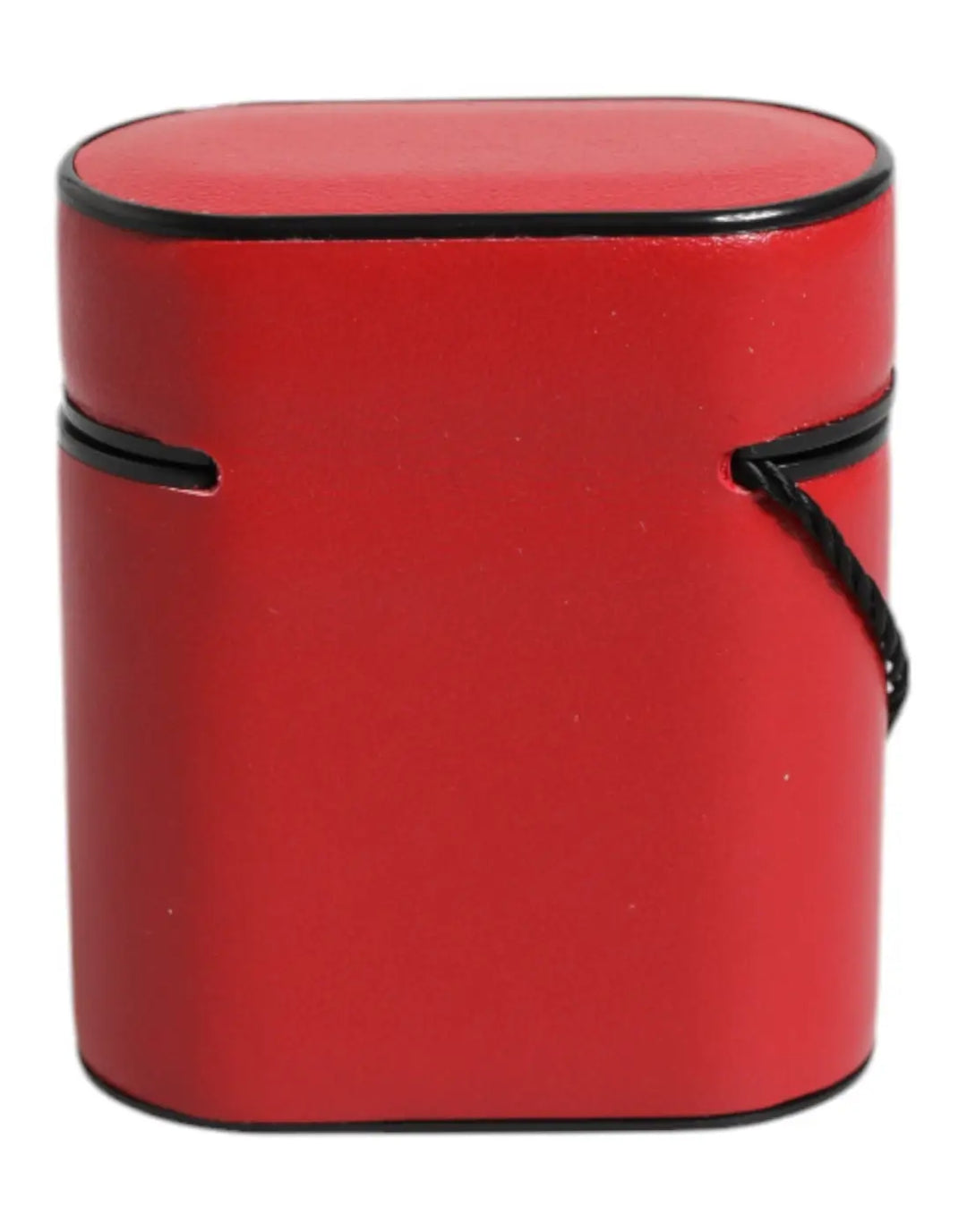 Dolce &amp; Gabbana Red Calfskin Leather Logo Print Flip Holder Airpods Case
