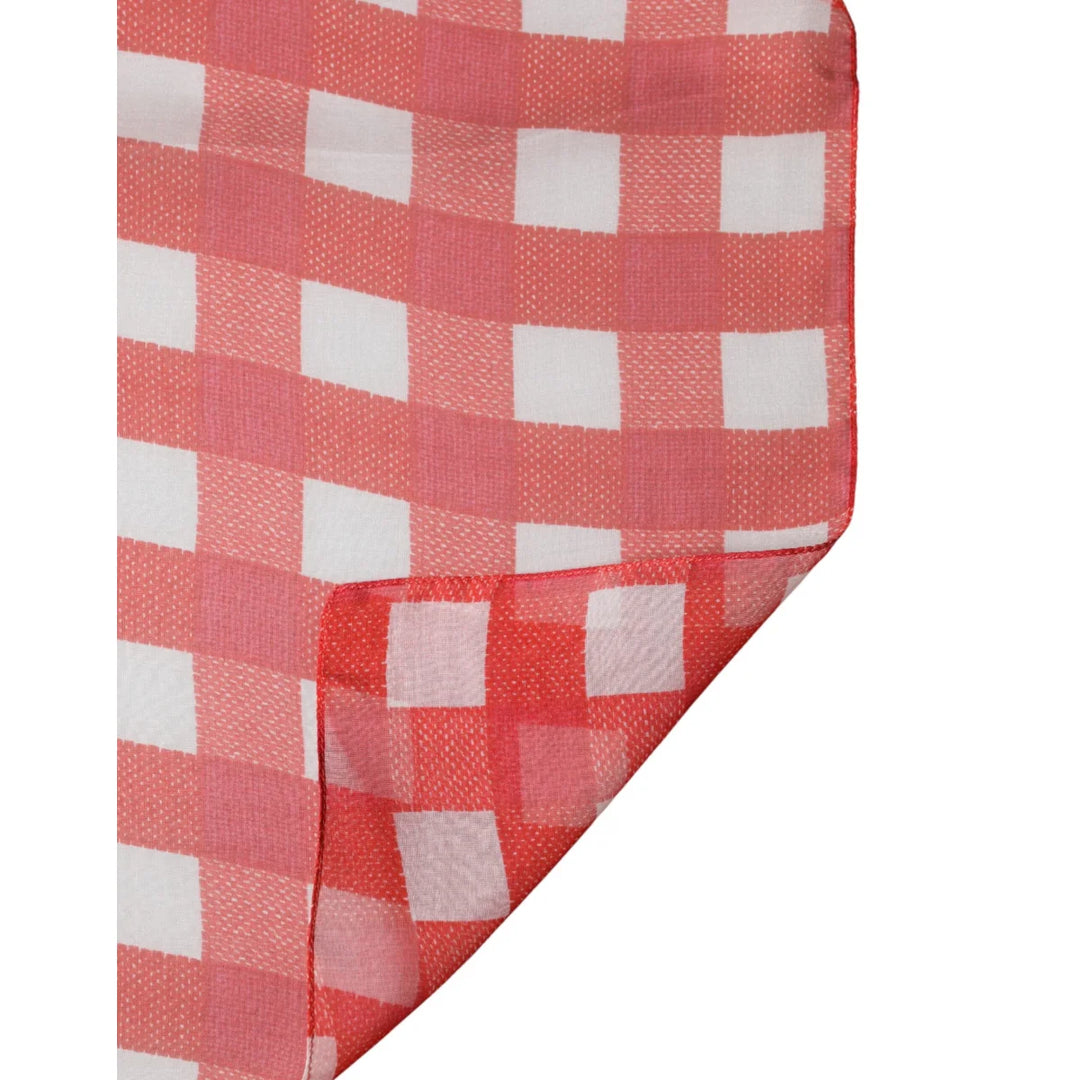 Dolce &amp; Gabbana Red Checkered Stole Neck Wrap Shawl Scarf